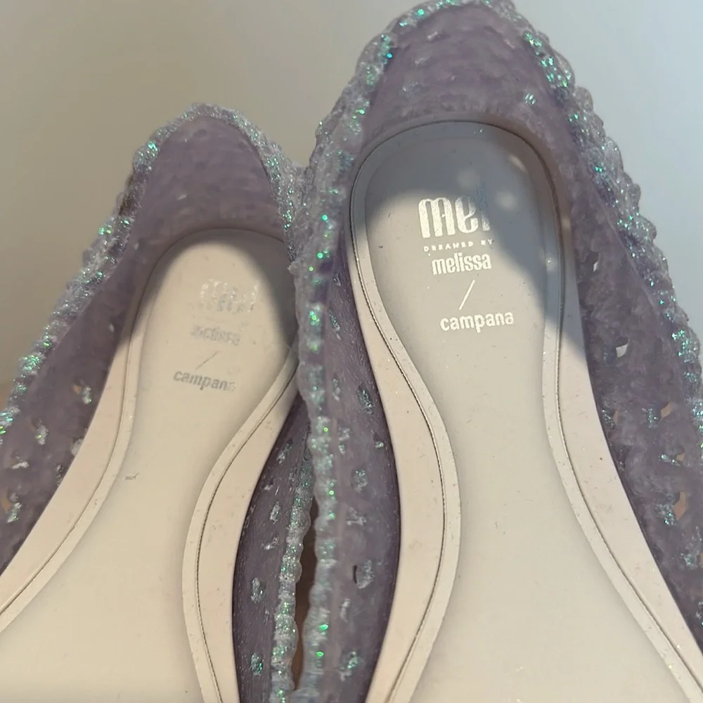 Stunning Melissa Campana flats in iridescent white detail. - Picture 6 of 11
